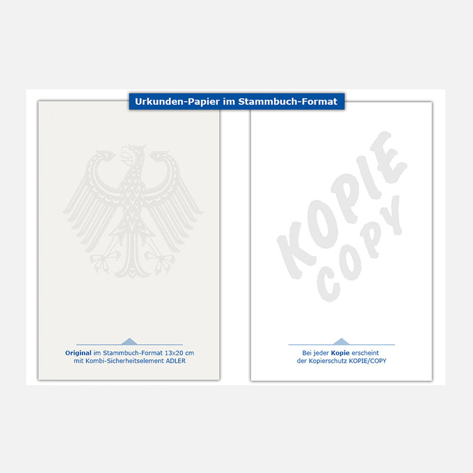 Sicherheitspapier-/Urkundenpapier mit Adler | 130 x 200 mm | ungelocht