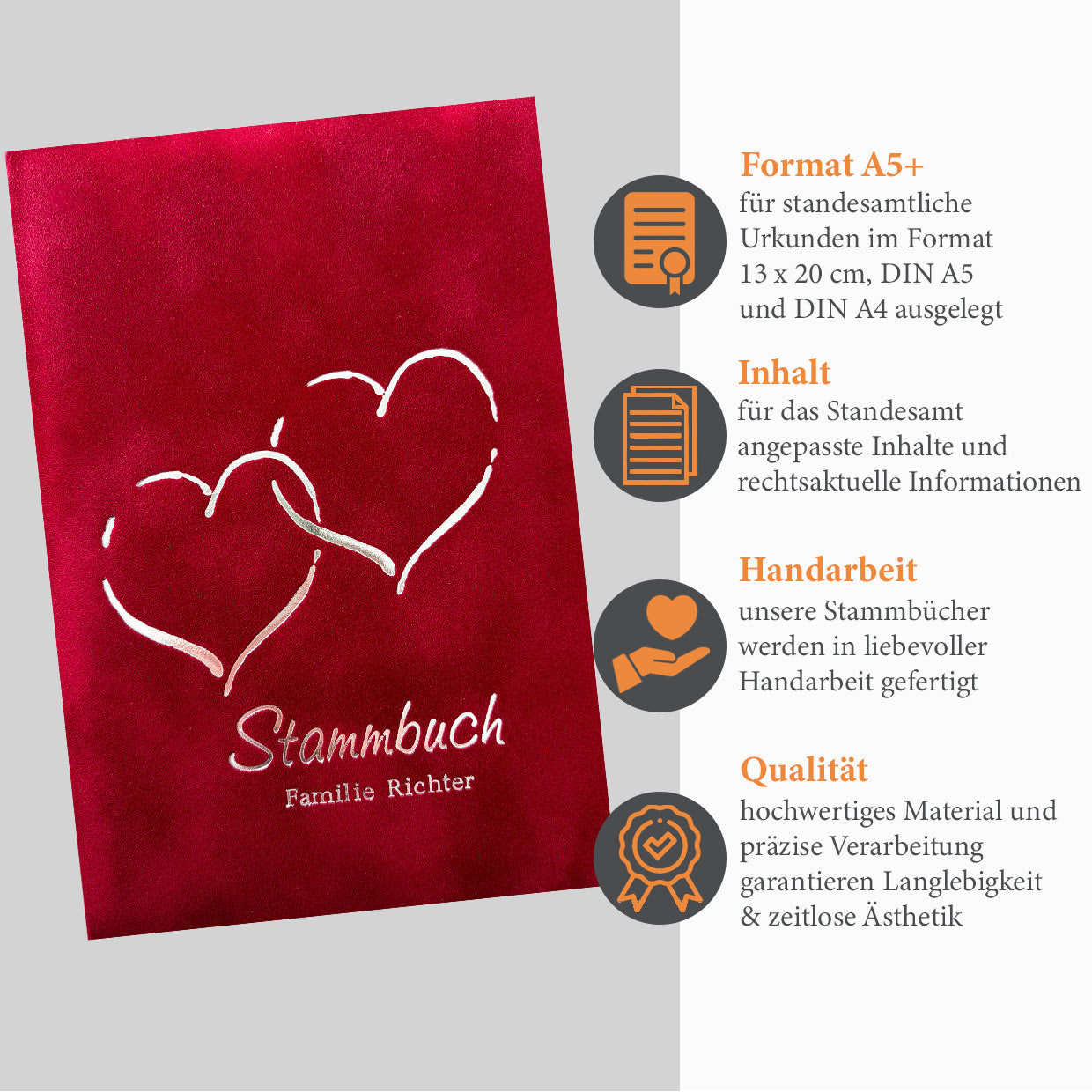 Personalisiertes Stammbuch - Doppelherz (A5+)