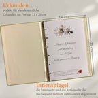 Die Innenseite von dem umweltfreundliches Stammbuch Mailo in frischem Apfelgrün, gefertigt aus veganem Apfelleder mit dezenter Stammbuch-Prägung