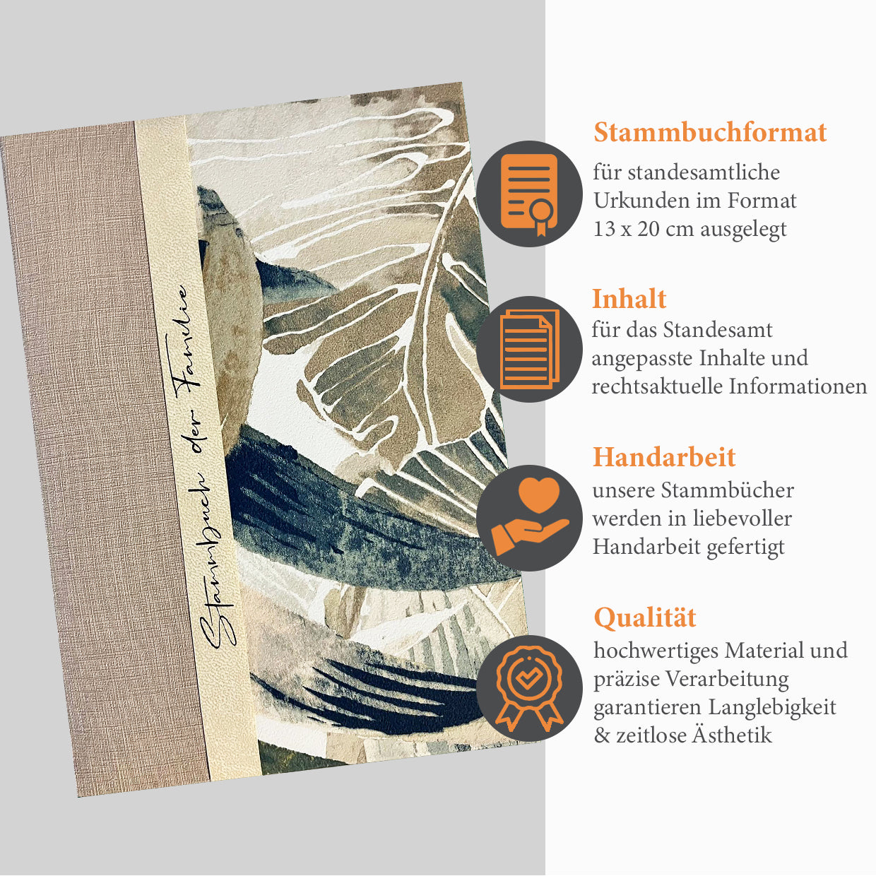 Stammbuch Amy für die Hochzeit, mit ausführlicher Beschreibung von dem Familienstammbuch